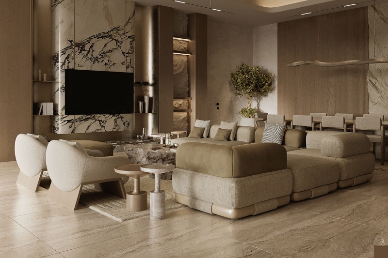 Không gian phòng khách được thiết kế hiện đại, tối ưu, tạo điểm sáng cho căn nhà